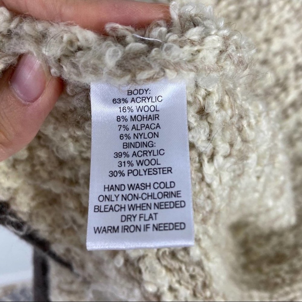 Loft Open Front  Oversized Tan Cardigan Wool Mohair Alpaca Blend - Picture 9 of 12
